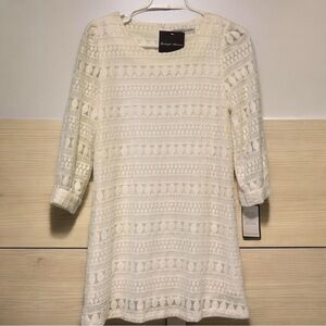 Goodnight Macaroon Lace Dress | Size M | White Crochet 3/4 Sleeve NWT